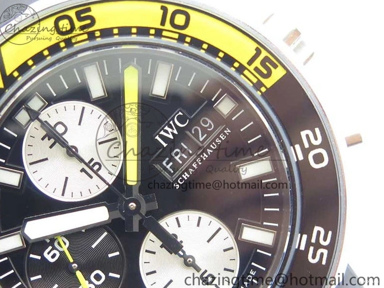 MIROTIME 0305 Aquatimer Chrono IW376702 SS BLS 1:1 Best Edition Black Dial on Black Rubber Strap A WellDesigned 7105